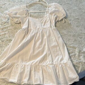 Cream Smocked Puff Sleeve Sundress
